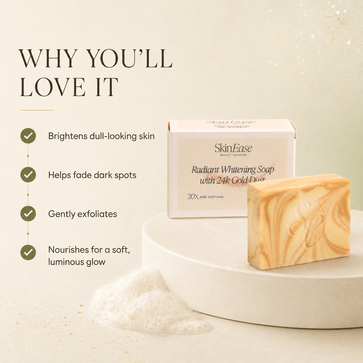 Radiant Whitening Soap with 24k Gold Dust (135g)