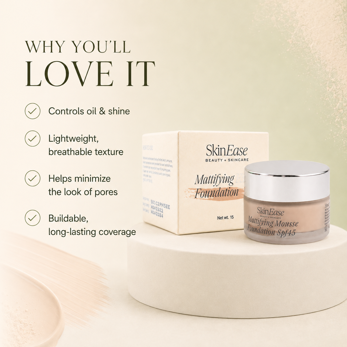 Mattifying Mousse Foundation SPF 45 (15g)